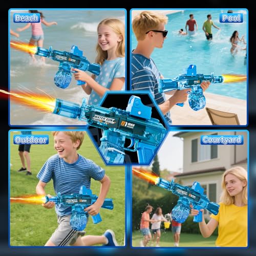 GRANTLEY Rechargeable Electric Water Gun – 32ft Automatic Blaster for Kids & Adults (Blue)