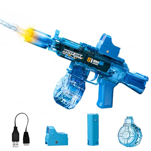 GRANTLEY Rechargeable Electric Water Gun – 32ft Automatic Blaster for Kids & Adults (Blue)