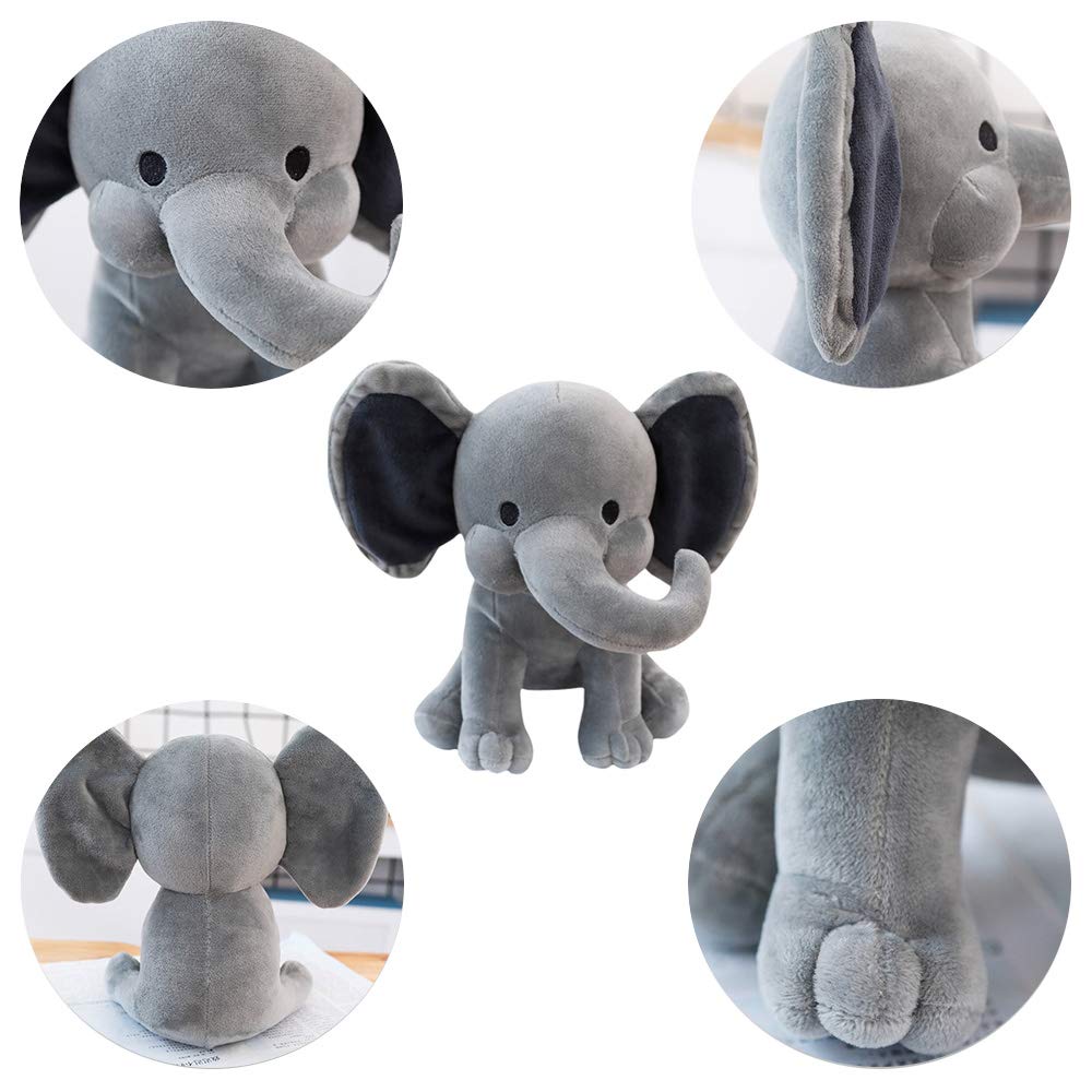 Gray 9-Inch Stuffed Elephant Plush Toy – Soft Polyester Cuddly Companion for Kids