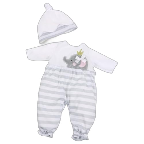 Gray Striped Long Onesie Doll Outfit with Headband and Booties – Fits 14-16 Inch Baby Dolls