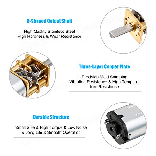 Greartisan N20 DC 12V 600RPM Gear Motor with Metal Gearbox for DIY Robotics
