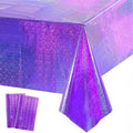GREATRIL Purple Disposable Tablecloth 54x108 Inches 2-Pack - Shiny Rectangular Party Table Cover for Mermaid, Birthday, Graduation Decor