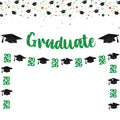 Green and Black Graduation Banner 10ft - Pre-Assembled Glitter Banner with 2026 Cap Garland by KatchOn