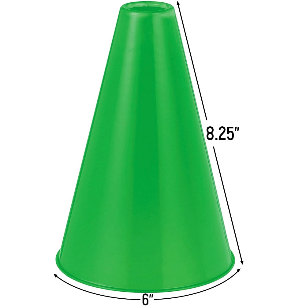 Green Plastic Megaphone – Lightweight, Eco-Friendly Party and Sports Noisemaker (8.25" x 6")