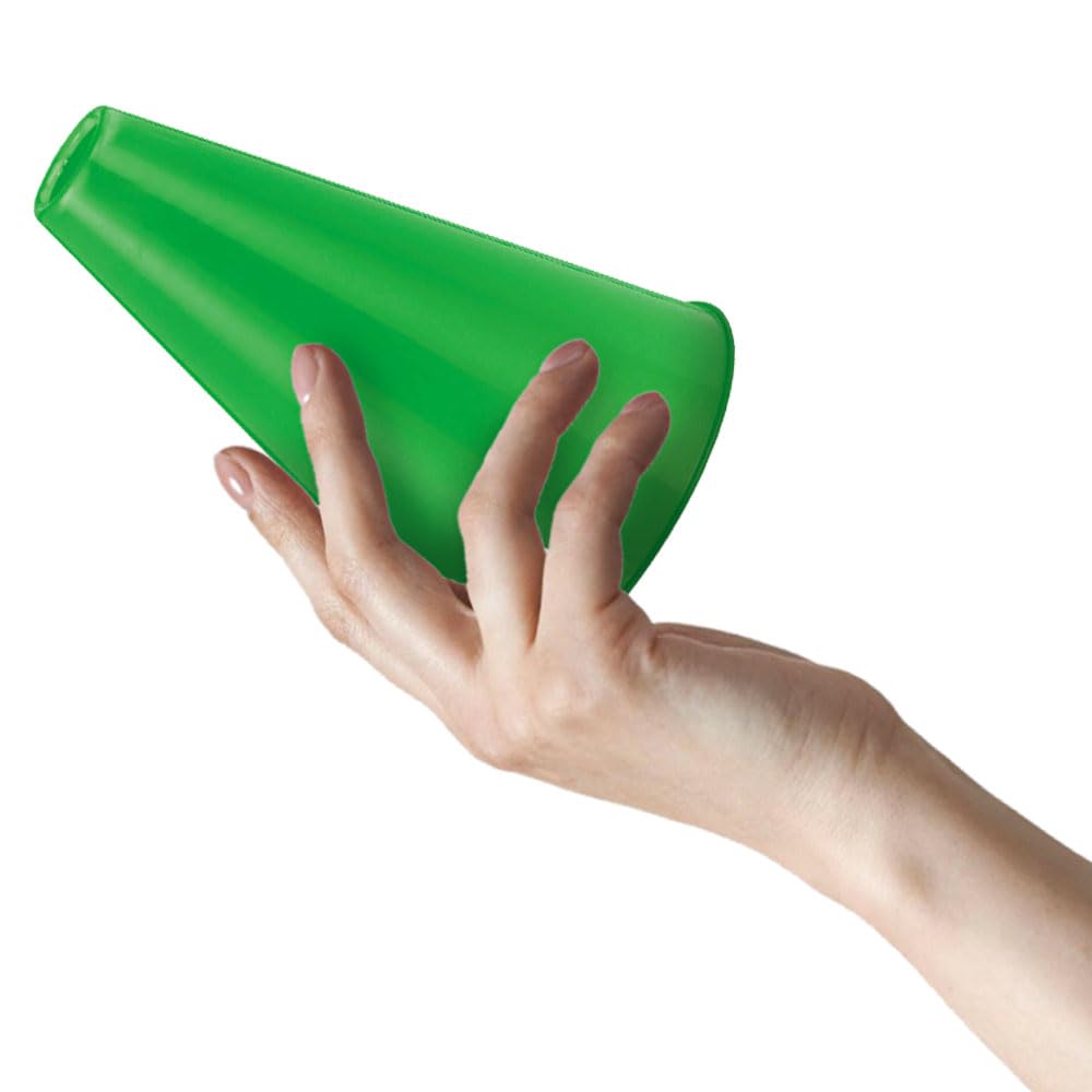 Green Plastic Megaphone – Lightweight, Eco-Friendly Party and Sports Noisemaker (8.25" x 6")
