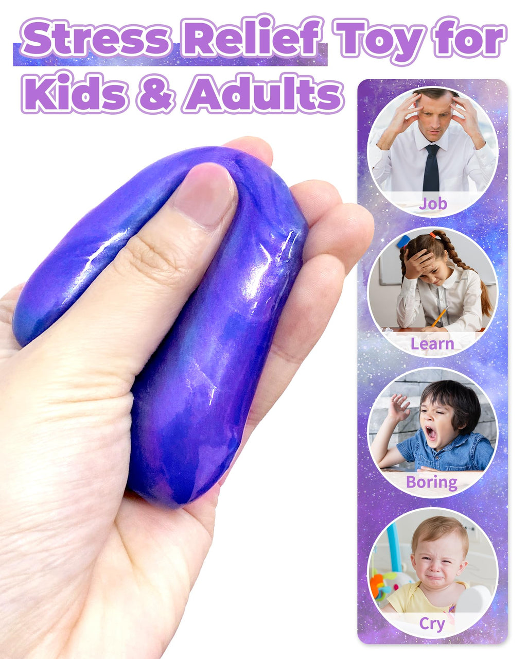 Greingways 5-Pack Prefilled Galaxy Slime Eggs – Blue, Purple & Gold Easter Basket Stuffers for Kids