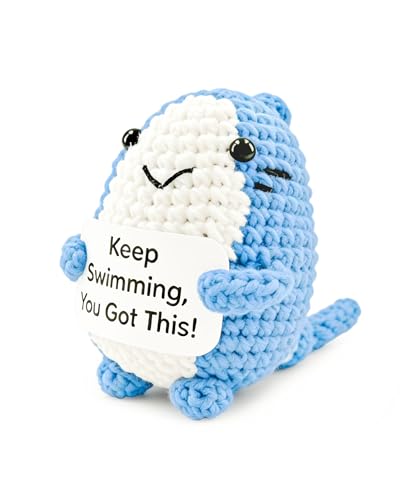 Grepacs Handmade Crochet Emotional Support Shark – Encouragement Gift for Graduation, Office Desk Decor, Birthday