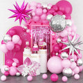 GRESATEK Hot Pink and Silver Balloon Arch Garland - 108 Piece Party Decor with Star Foil and Disco Balloons
