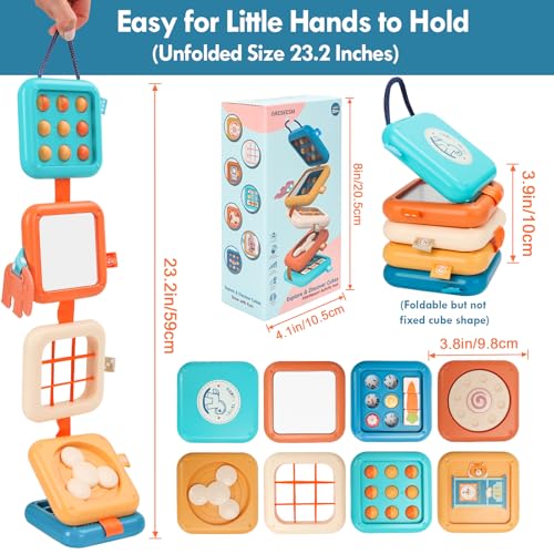 GRESEESM Montessori Busy Board for 1 Year Old – Sensory Travel Toy with 7 Activities, Safe & Portable