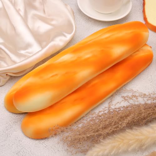Gresorth 11-Inch Fake Bread Decor 2-Pack – Soft PU Artificial French Loaf for Kitchen, Play, & Photography Props