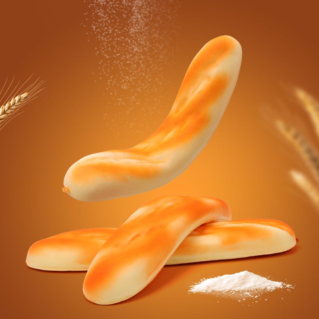 Gresorth 11-Inch Fake Bread Decor 2-Pack – Soft PU Artificial French Loaf for Kitchen, Play, & Photography Props