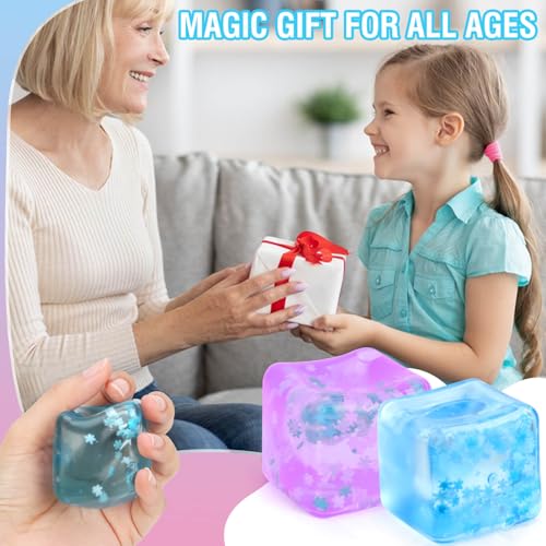 Gretex 2-Pack Squishy Ice Cube Stress Balls – Blue & Purple Sensory Fidget Toys for All Ages