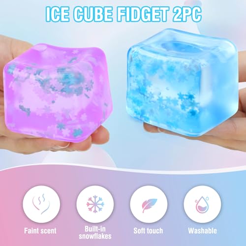 Gretex 2-Pack Squishy Ice Cube Stress Balls – Blue & Purple Sensory Fidget Toys for All Ages
