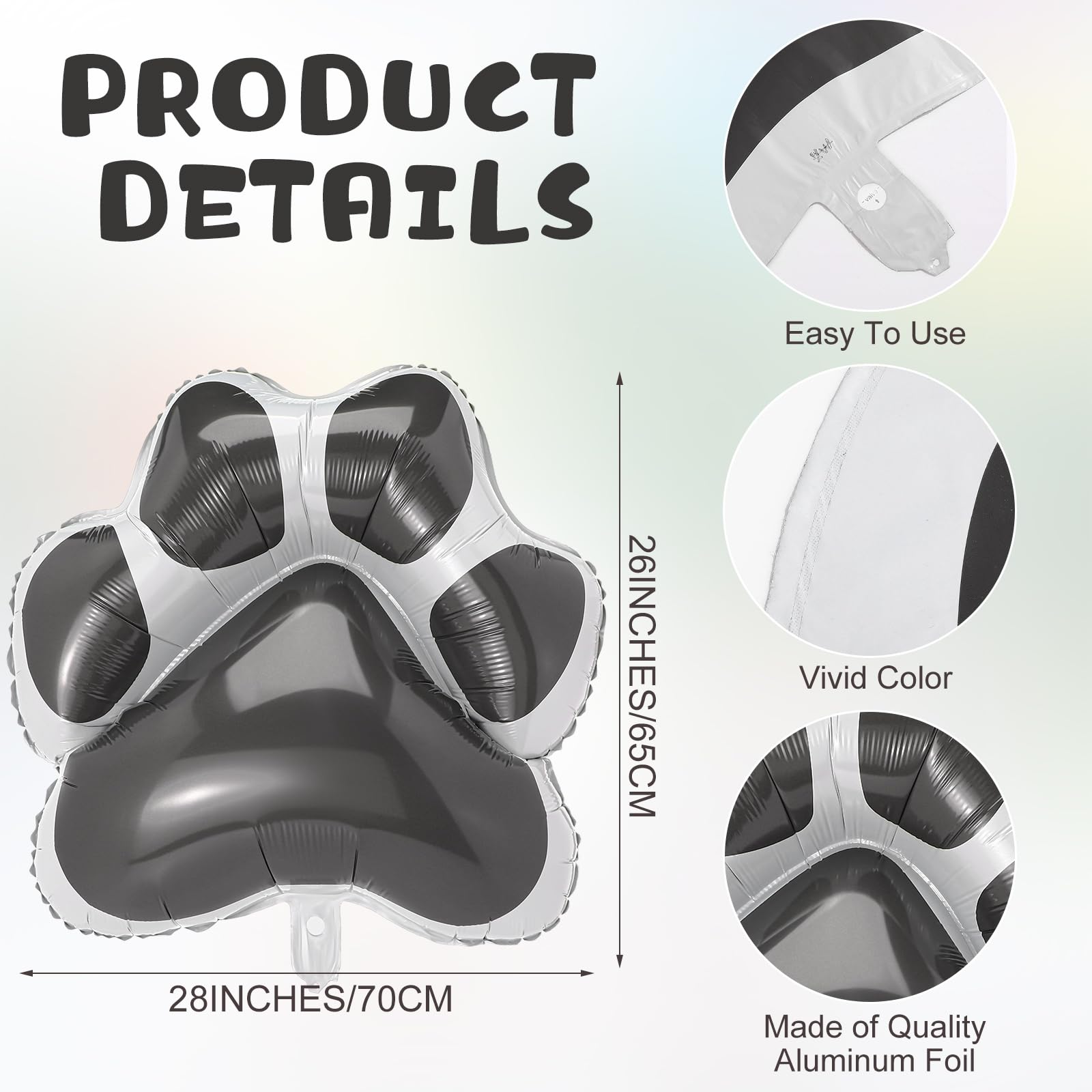 Grey Dog Paw Foil Balloons – 9 Pack, 28x26 Inches, Self-Sealing Aluminum Balloons for Puppy Birthday Parties