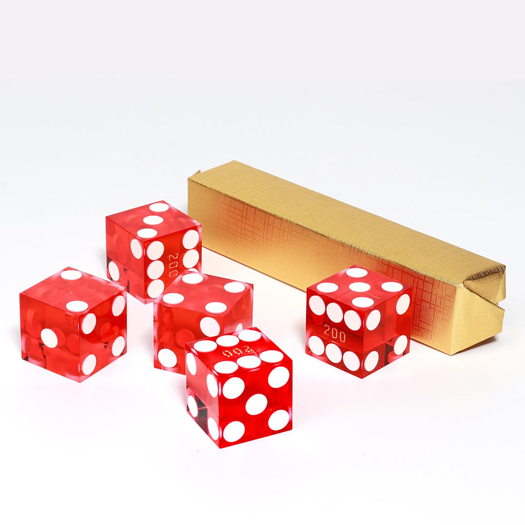 GSE AAA 19mm Casino Craps Dice Set of 5 - Razor Sharp Edges & Serialized