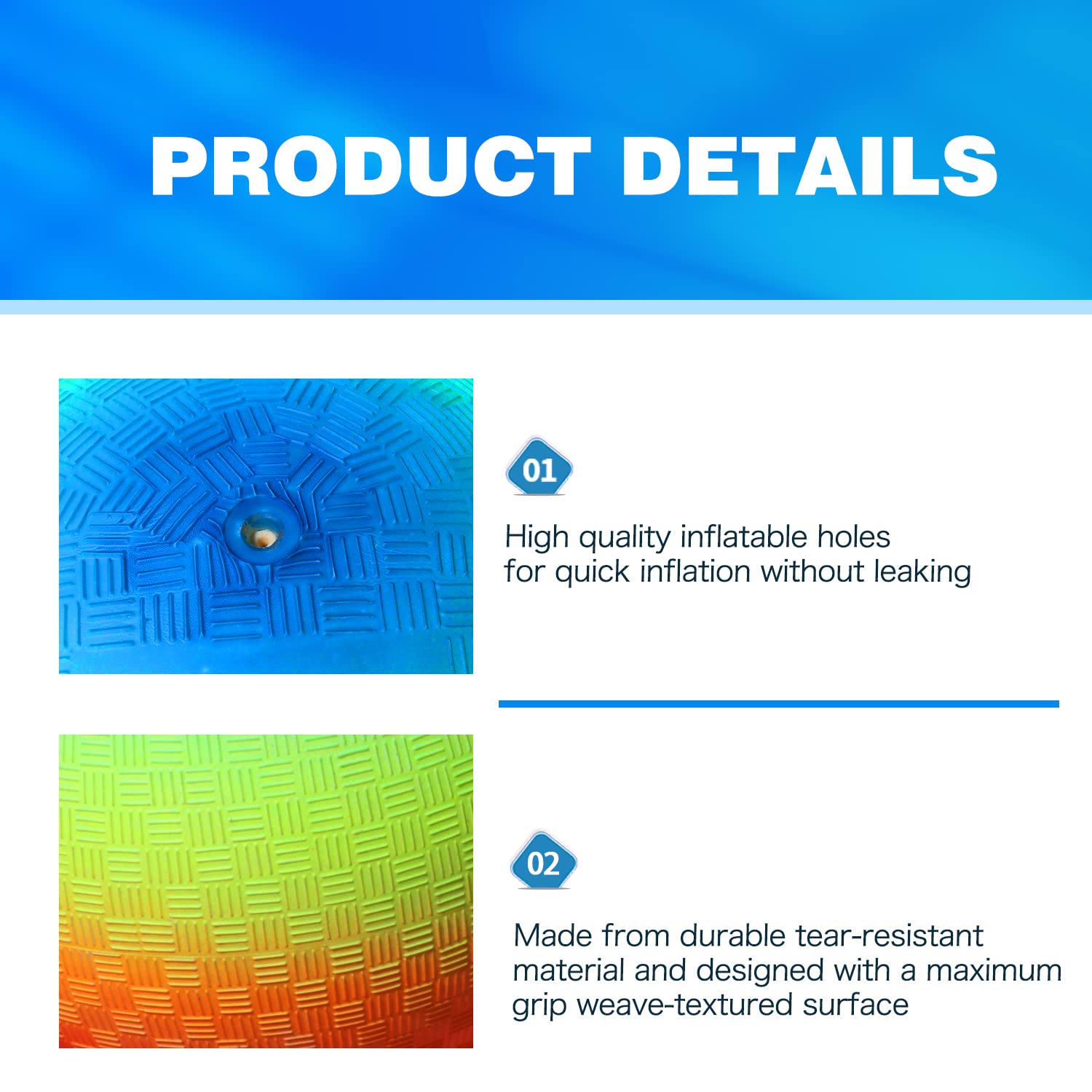 GSE Games & Sports Expert 10-Inch Blue Inflatable Playground Ball – Tear-Resistant PVC, Soft Grip, Safe for Kids & Adults