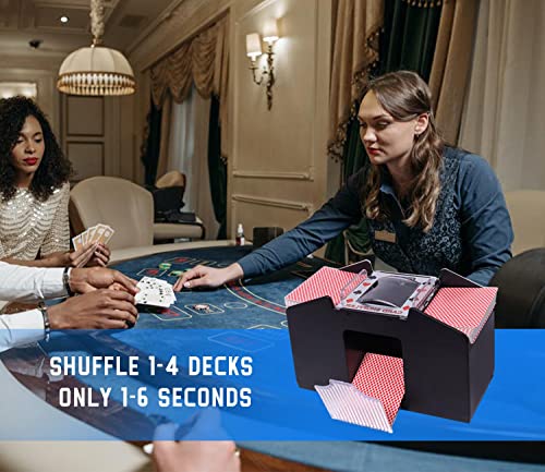 GSE Games & Sports Expert 4-Deck Automatic Card Shuffler - Battery-Operated for Poker, Blackjack, UNO