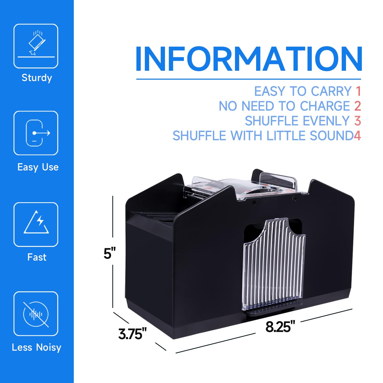 GSE Games & Sports Expert 4-Deck Automatic Card Shuffler - Battery-Operated for Poker, Blackjack, UNO