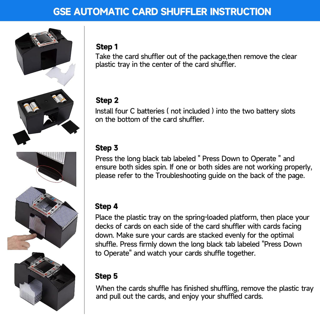 GSE Games & Sports Expert 4-Deck Automatic Card Shuffler - Battery-Operated for Poker, Blackjack, UNO