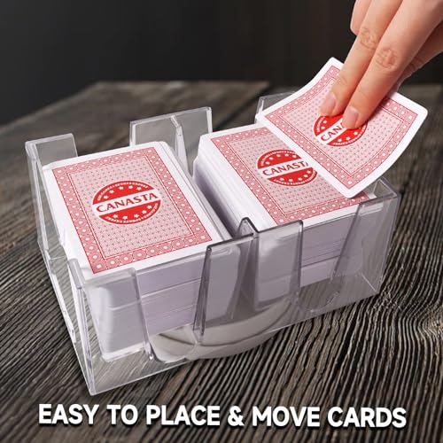 GSE Games & Sports Expert 6-Deck Revolving Canasta Card Tray – 360° Rotating Polycarbonate Holder
