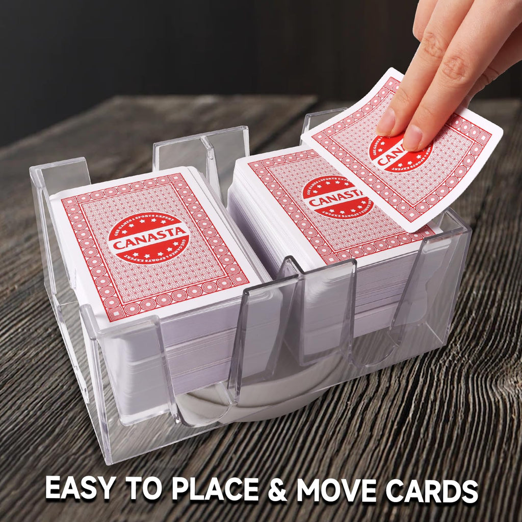 GSE Games & Sports Expert 6-Deck Revolving Canasta Card Tray – 360° Rotating Polycarbonate Holder