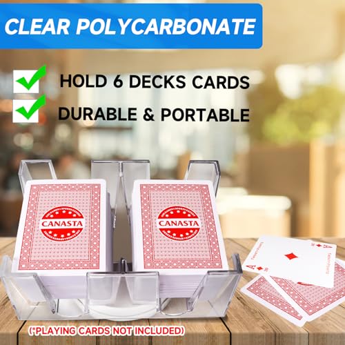 GSE Games & Sports Expert 6-Deck Revolving Canasta Card Tray – 360° Rotating Polycarbonate Holder