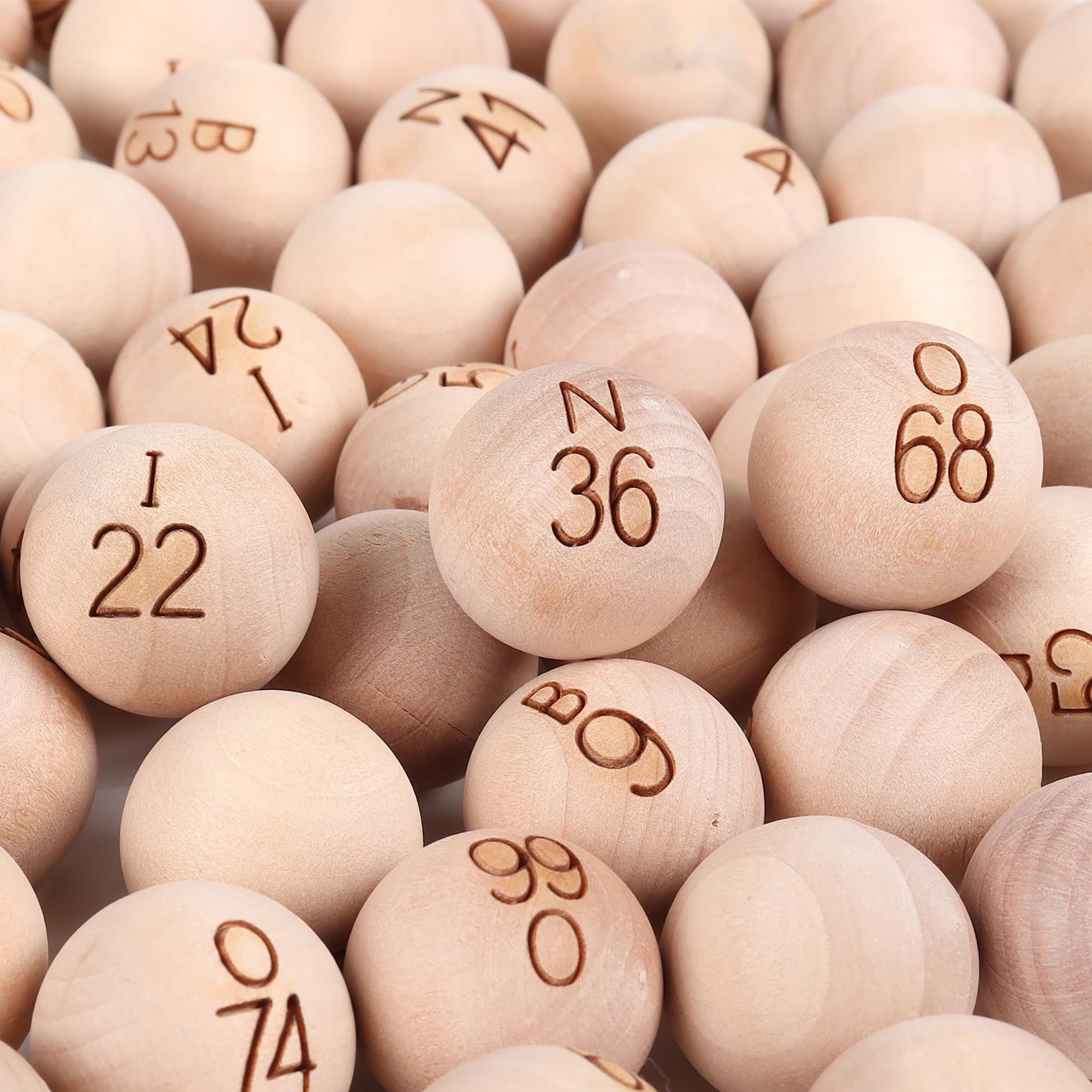 GSE Games & Sports Expert 7/8-Inch Solid Wood Bingo Balls – 75 Engraved Numbers Plus 2 Blanks