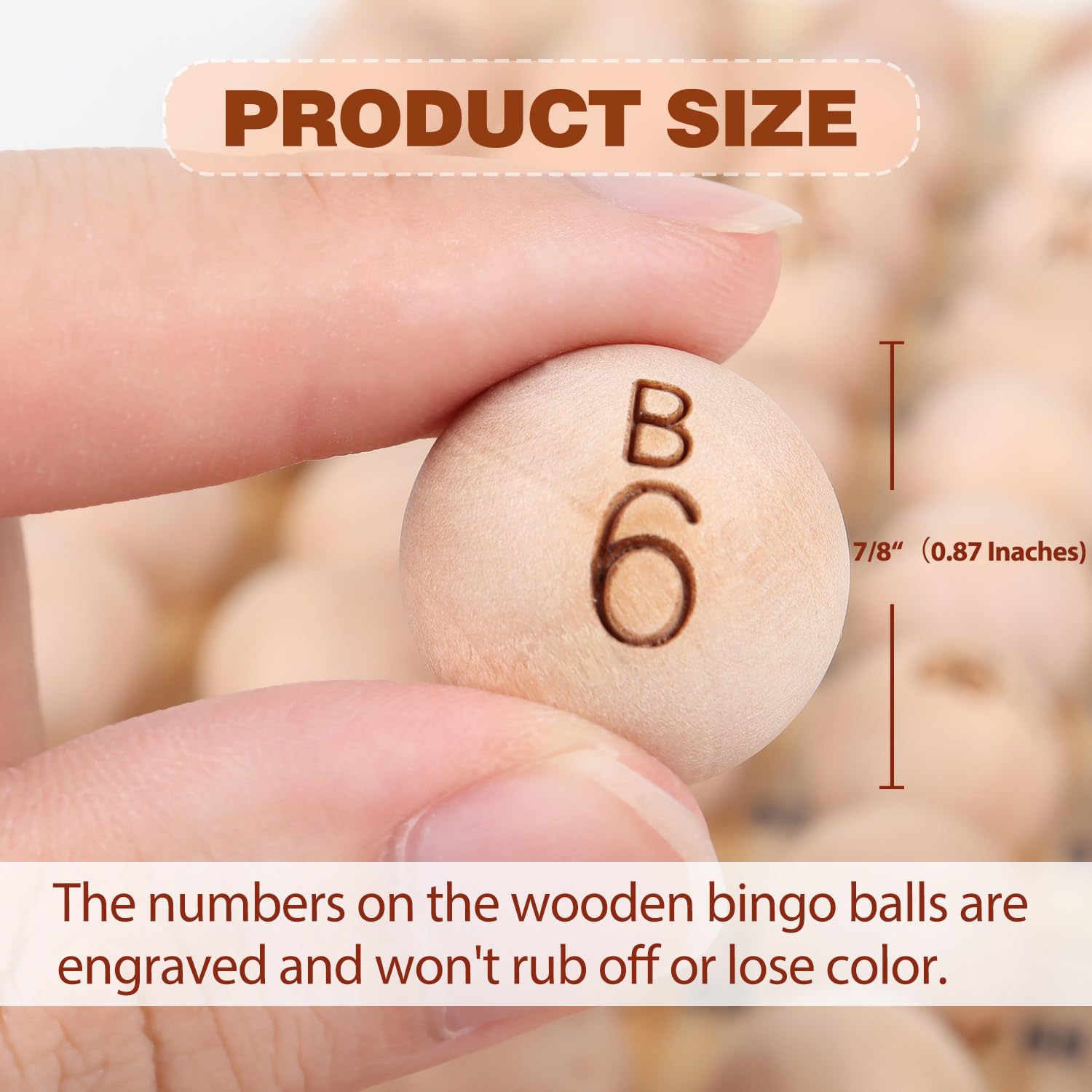 GSE Games & Sports Expert 7/8-Inch Solid Wood Bingo Balls – 75 Engraved Numbers Plus 2 Blanks