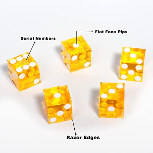 GSE Games & Sports Expert AAA Grade 19mm Pro Vegas Casino Craps Dice Set of 5 – Razor Sharp Edges, Serialized Numbers