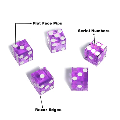 GSE Games & Sports Expert AAA Grade 19mm Pro Vegas Casino Style Craps Dice Set of 5 with Razor Sharp Edges & Serialized Numbers
