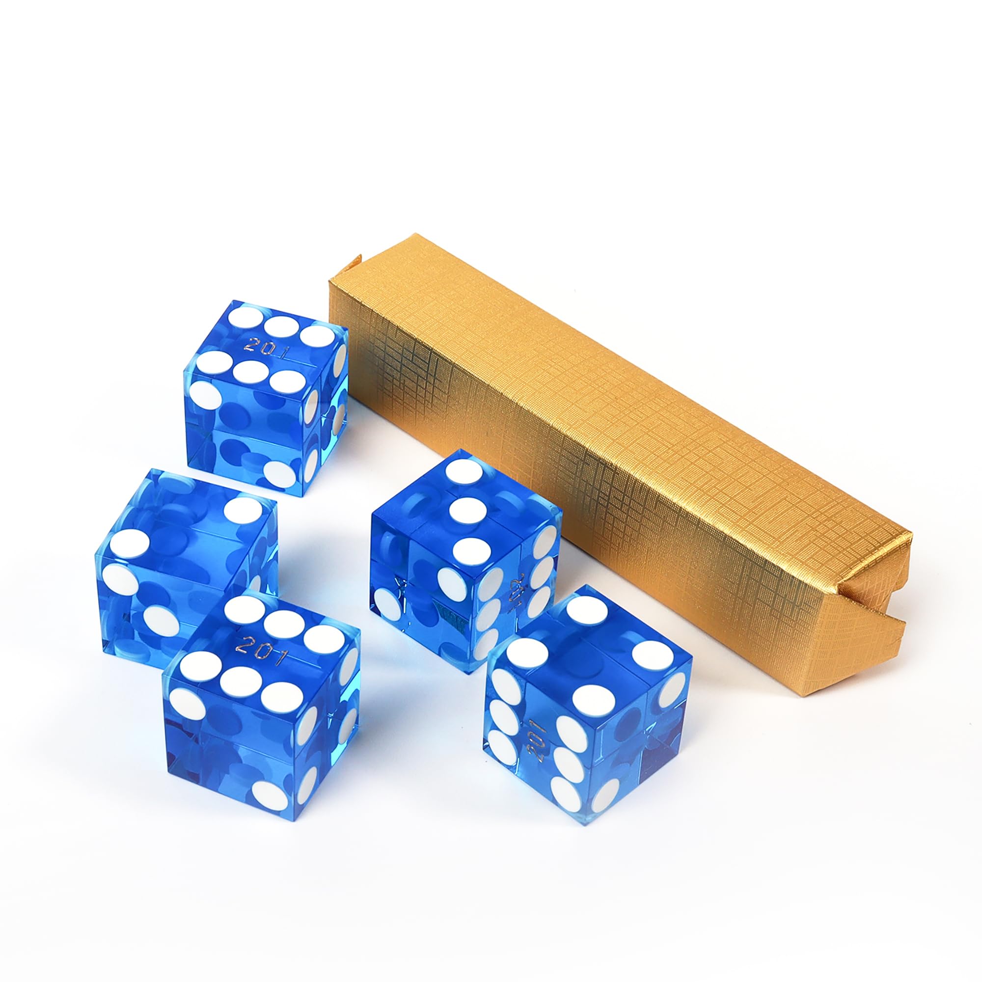 GSE Games & Sports Expert AAA Grade 19mm Vegas Style Craps Dice Set of 5 - Blue, Serialized, Razor Sharp Edges
