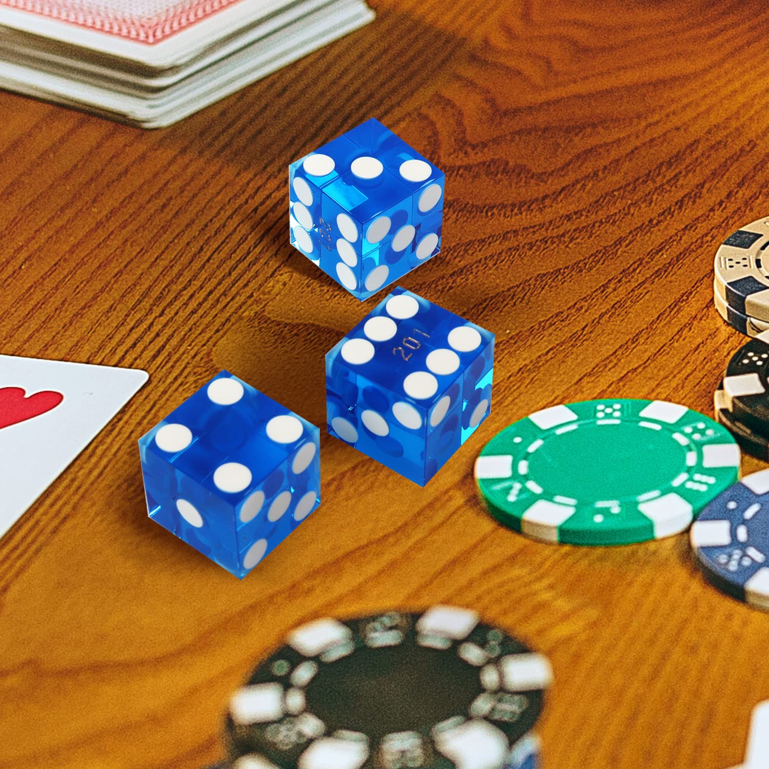 GSE Games & Sports Expert AAA Grade 19mm Vegas Style Craps Dice Set of 5 - Blue, Serialized, Razor Sharp Edges