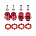 GTHELE 12mm to 17mm Wheel Hex Hub Adapter Conversion for 1/10 RC Cars (Red, 4 Pieces)