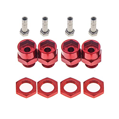 GTHELE 12mm to 17mm Wheel Hex Hub Adapter Conversion for 1/10 RC Cars (Red, 4 Pieces)