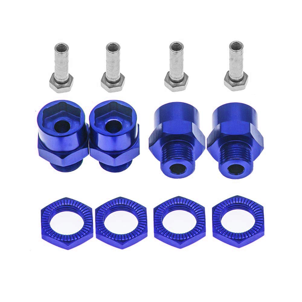 GTHELE 12mm to 17mm Wheel Hex Hub Adapter for 1/10 RC Cars - Dark Blue Aluminum Conversion Kit