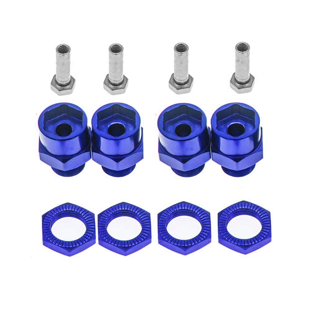GTHELE 12mm to 17mm Wheel Hex Hub Adapter for 1/10 RC Cars - Dark Blue Aluminum Conversion Kit