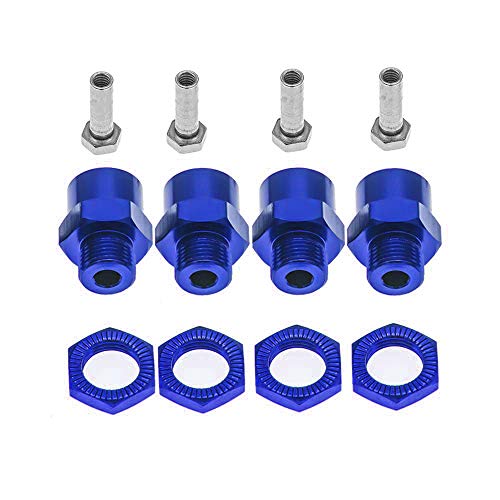 GTHELE 12mm to 17mm Wheel Hex Hub Adapter for 1/10 RC Cars - Dark Blue Aluminum Conversion Kit