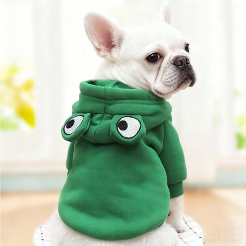 Guangte Dog Hoodie - Frog Shape Conjoined Costume, Warm Sweatshirt for Spring Autumn Winter, French Bulldog Poodle