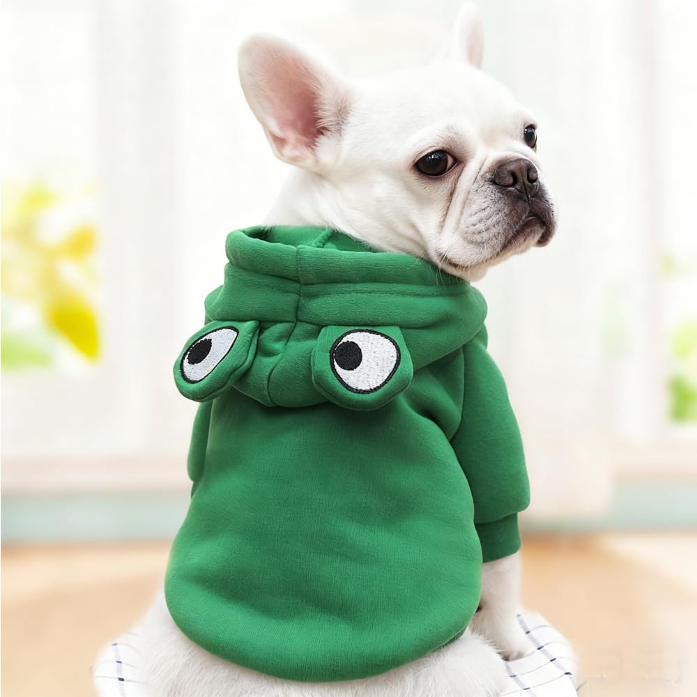 Guangte Dog Hoodie - Frog Shape Conjoined Costume, Warm Sweatshirt for Spring Autumn Winter, French Bulldog Poodle