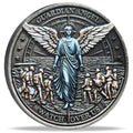 Guardian Angel Traveler's Prayer Challenge Coin – Silver Finish with Protective Case