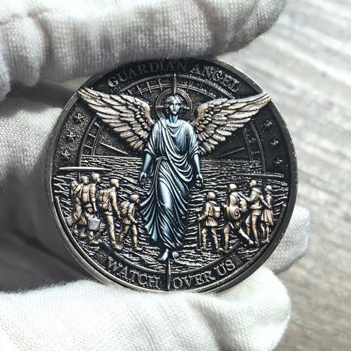 Guardian Angel Traveler's Prayer Challenge Coin – Silver Finish with Protective Case