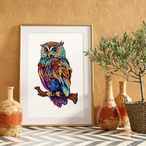 GuDoQi Wooden Owl Puzzle – 150 Piece Unique Shape Animal Jigsaw for Adults