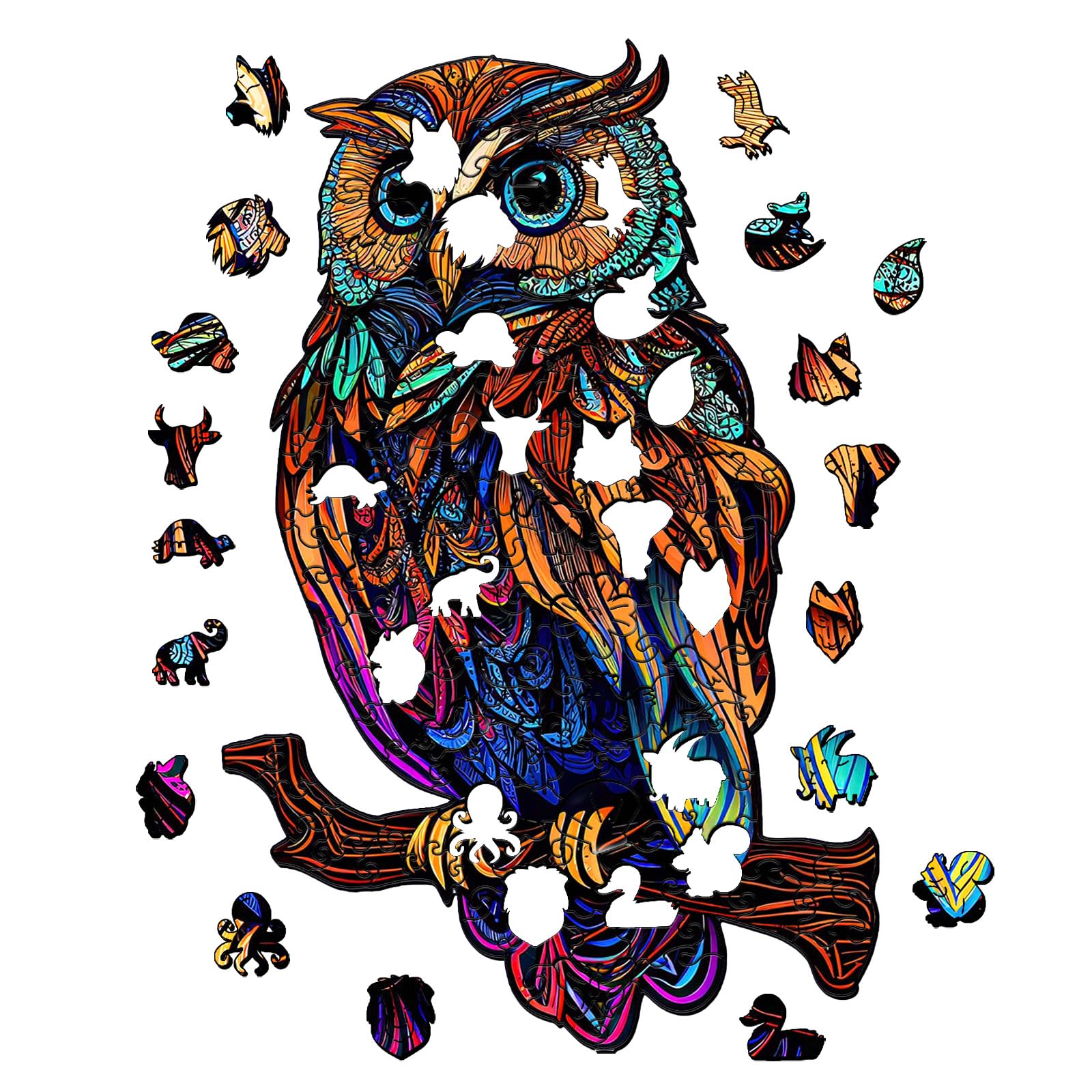 GuDoQi Wooden Owl Puzzle – 150 Piece Unique Shape Animal Jigsaw for Adults