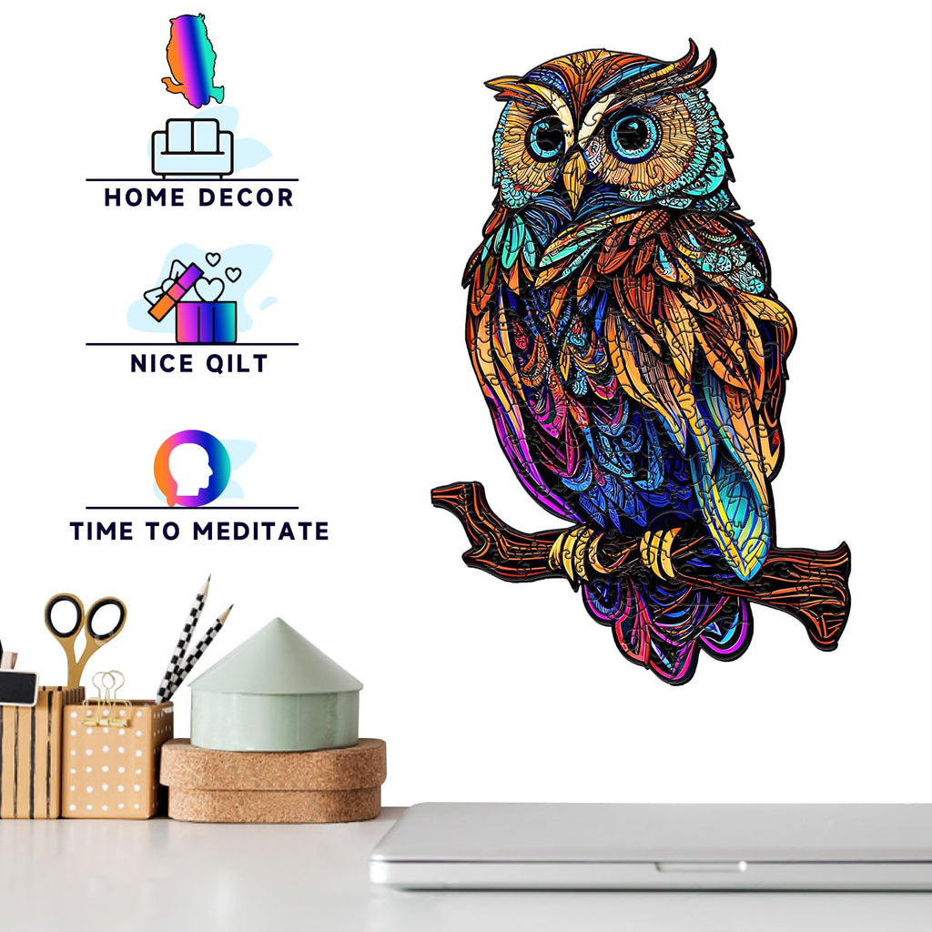 GuDoQi Wooden Owl Puzzle – 150 Piece Unique Shape Animal Jigsaw for Adults