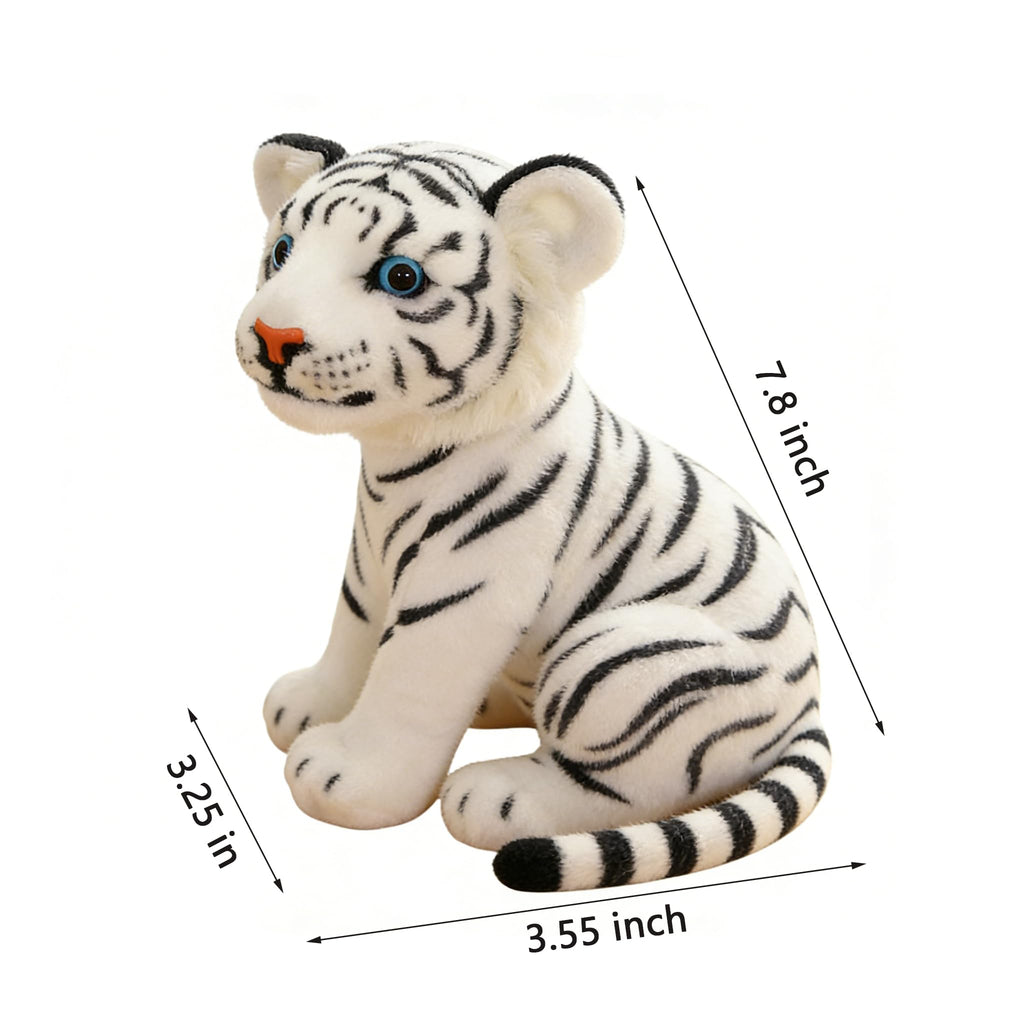 GUDVES White Tiger Plush Toy – 7.8" Lifelike Stuffed Animal by Tiger Tale Toys