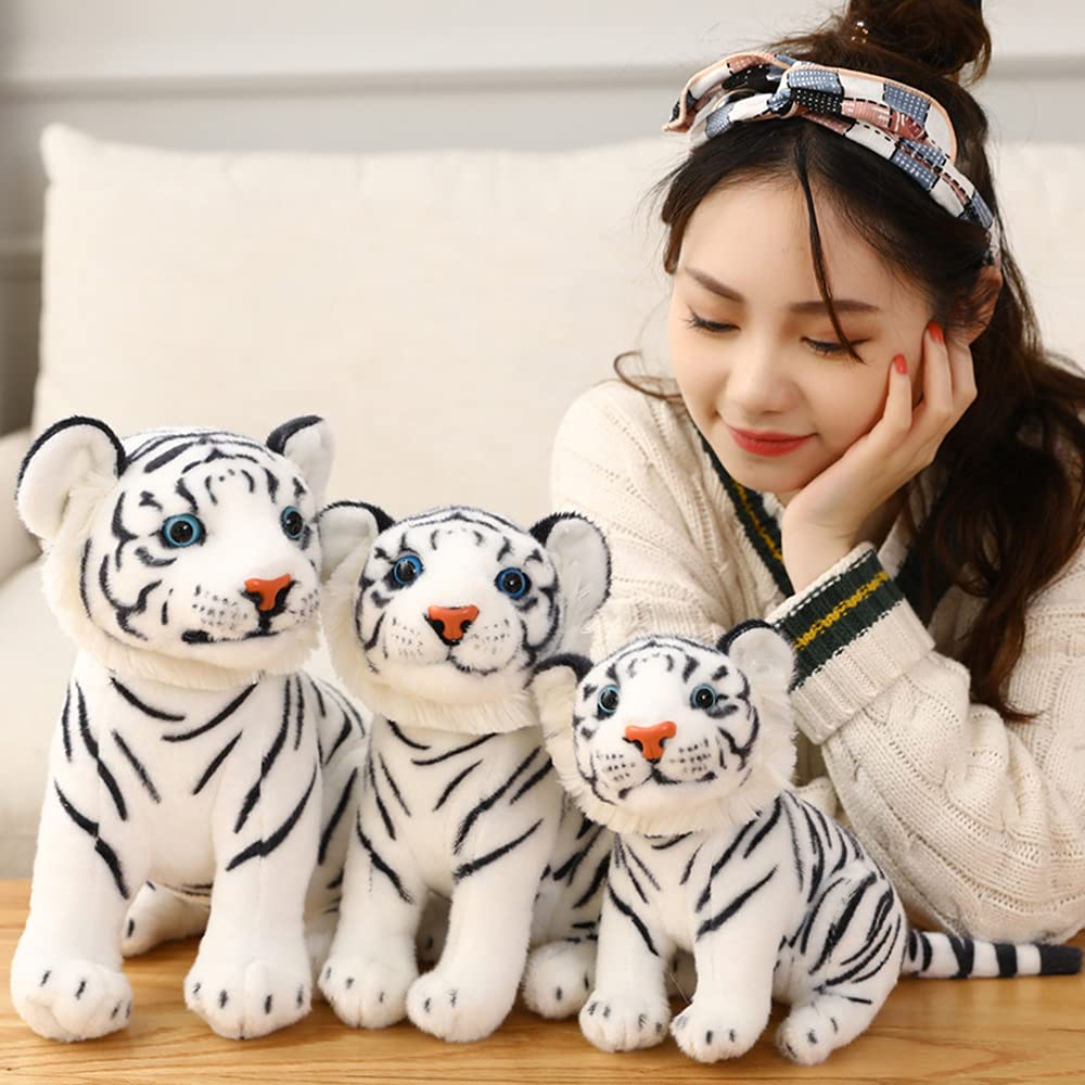 GUDVES White Tiger Plush Toy – 7.8" Lifelike Stuffed Animal by Tiger Tale Toys