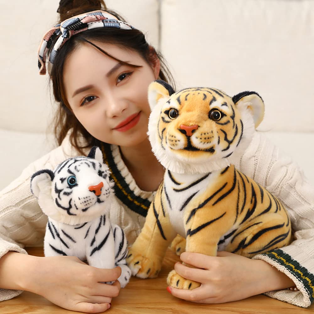GUDVES White Tiger Plush Toy – 7.8" Lifelike Stuffed Animal by Tiger Tale Toys