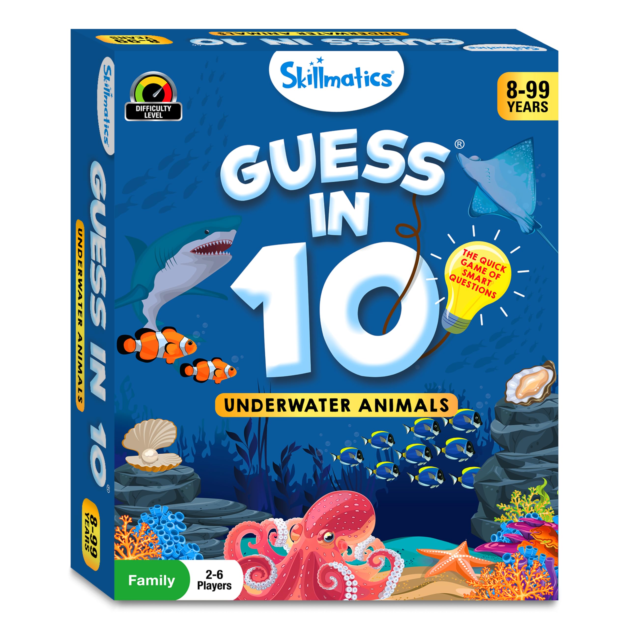 Guess in 10 Underwater Animals Card Game by Skillmatics – Fun Trivia for Families and Kids