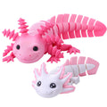 Guiqulai 3D Printed Axolotl Figures 2-Pack: Pink & White Articulating Fidget Toys for Desk Decor