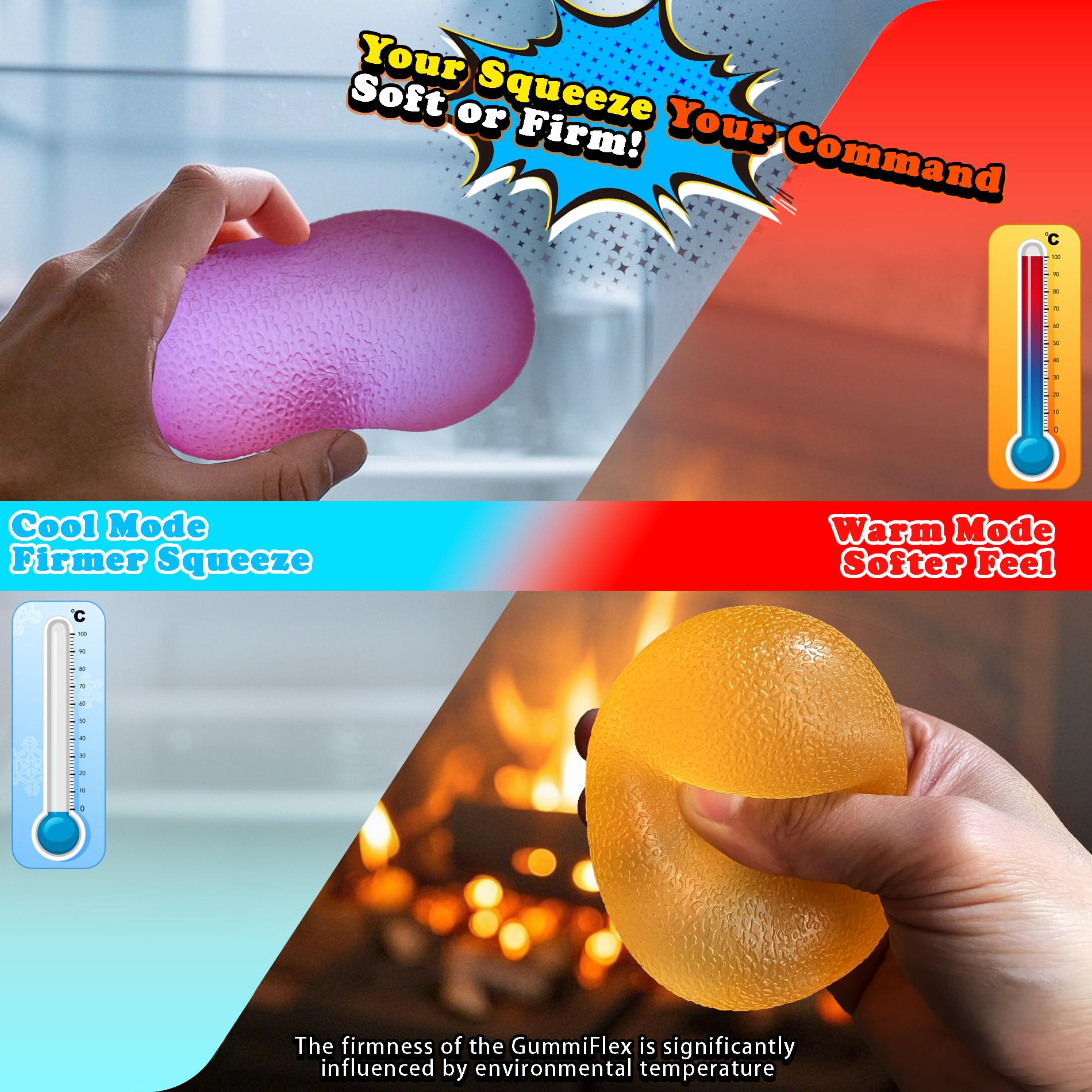 GummiFlex Mega Sensory Stress Toy – 3.5" High-Density Gel Fidget, Yellow
